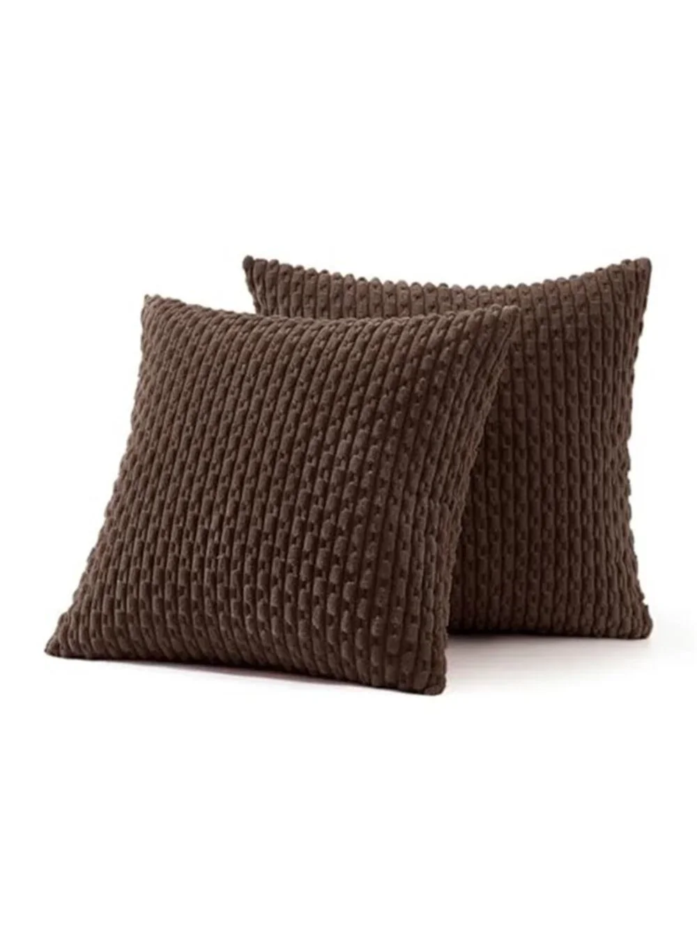 Decorative Throw Pillow Covers 18x18 Dark Brown Textured Corduroy